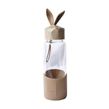 Imagem de GARRAFA DE VIDRO RABBIT BOTTLE COM CAPA DE SILICONE E TAMPA PLÁSTICA (MARROM)