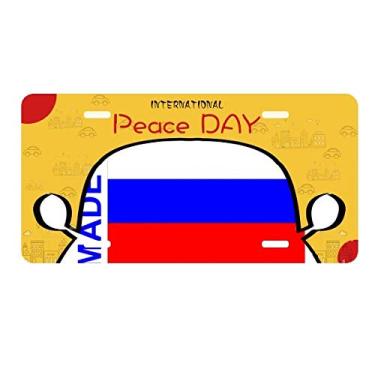 Imagem de DIYthinker Placa de carro Made in Russia Country Love para decoração de carro