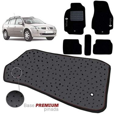 Imagem de Jogo de Tapete Carpete Pinado Compatível Com Megane Grand Tour 2004 até 2014 Impermeável Lavável Logo Bordado 5 Peças