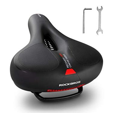 Imagem de ROCKBROS Almofada de assento de bicicleta feminina com alça e design ergonômico - selim de bicicleta conceito de 3 zonas, acessórios de mountain bike largos e macios à prova d'água