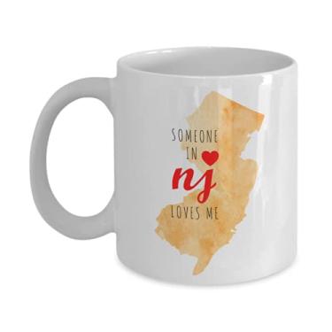 Imagem de Caneca Someone in NJ Loves Me - Caneca de café nova Jersy ideia de de aniversário - Caneca de café de 325 ml