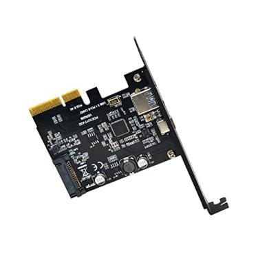 Imagem de ＫＬＫＣＭＳ Placa de expansão PCI-e para USB 3.1 10 Gbps Tipo a+Tipo C Transmissão profissional de alta velocidade Fácil instalação Acessórios para desktops, 4X