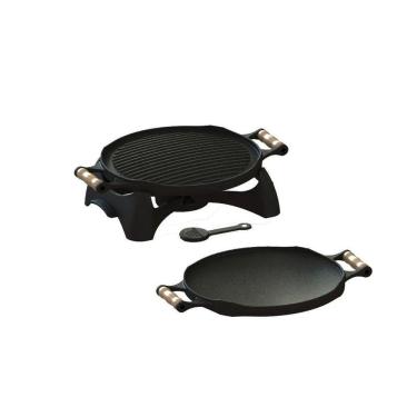 Imagem de Rechaud Bifeteira Redondo Dupla Face Ferro Fundido 33cm