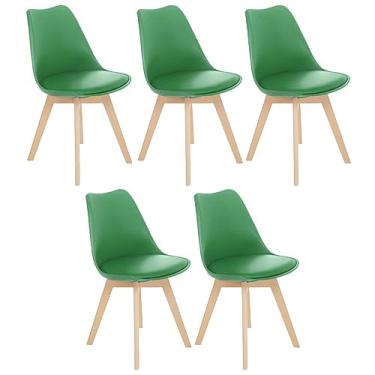 Imagem de Loft7, Kit 5 cadeiras jantar cozinha Leda Eames com assento estofado