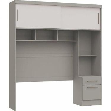 Imagem de Ponte Casal 2 Portas de Correr 1 Gaveta 6 Nichos Classic Móveis Castro Niquel/blanc