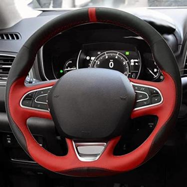 Imagem de BORATO Cobertura de volante de costura de camurça manual para carro, para Renault Kadjar Koleos Megane Talisman Scenic 2016 2017 Acessórios