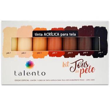Imagem de Tinta Acrílica Para Tela Talento, 7 Cores de 20ml, Tons De Pele, Acabamento Fosco