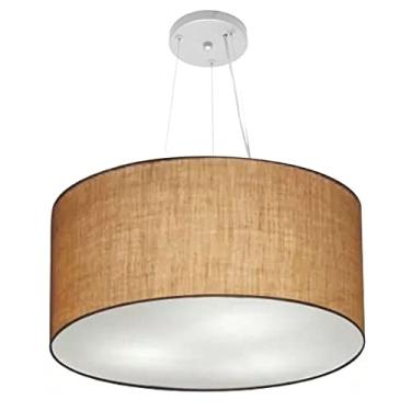 Imagem de Lustre Pendente Cilíndrico Cúpula Tecido 50x30 cm, Vivare Iluminação, Pendente4189 LP, Palha, Médio
