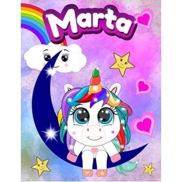 Imagem de Quaderno con Baby Unicorno - Marta: Quadernone a quadretti con Unicorni ed Arcobaleno per Bambine - Le Pagine sono numerate con quadretti da 5mm e ... Notebook per scrivere e fare i compiti