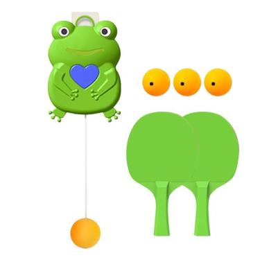 Imagem de rockible Conjunto de treinador de tênis de mesa pendurado com raquete e bola solo prática pai filho brinquedo para jogo indoor jogando meninos crianças, 2 raquetes 4 bolas