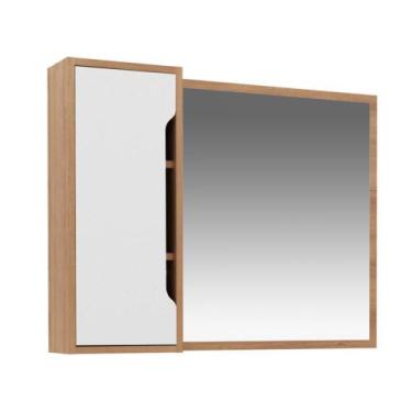 Imagem de Espelheira Para Banheiro 1 Porta Tecno Mobili Bn3645 Marrom Branco - T