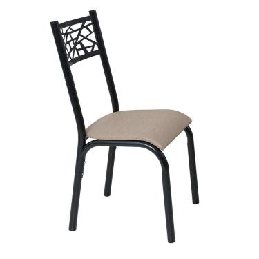Imagem de Conjunto 2 Cadeiras Assento Linho Jade Ciplafe Preto/Linho Bege