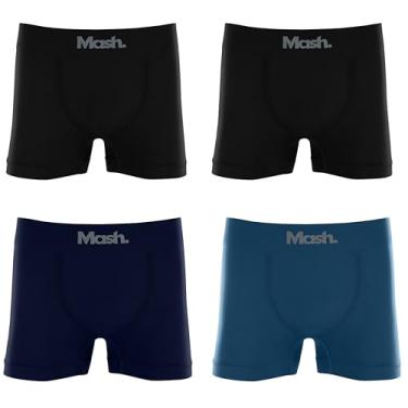 Imagem de MASH Kit 4 Cuecas Boxer Cueca Mash Microfibra Sem Costura Box Masculina Adulto, 1 Azul Jeans - 1 Azul Marinho - 2 Preto, GG