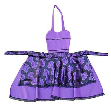 Imagem de Fantasia Feminina Festa Halloween Avental Temático Caveira Mexicana e Morcego + Meia 7/8 Combinando (Rosa Roxa)