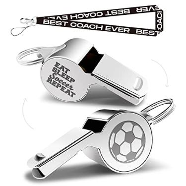 Imagem de QIBAJIU Apitos com cordão, apito de treinador, presentes de futebol para treinadores, presentes engraçados de treinador de futebol para homens e mulheres, presente de agradecimento, coach de torcida,