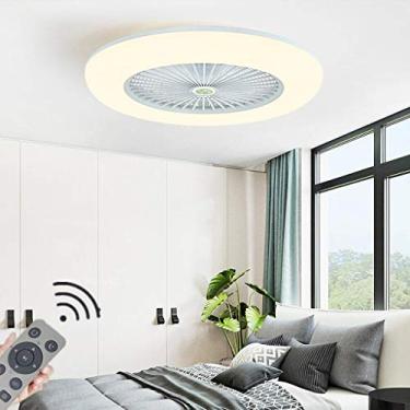 Imagem de Ventilador de teto LED moderno nórdico regulável Ventilador de teto ultrafino invisível 32W Ventilador lustre ajustável velocidade do vento ultra silencioso quarto ventilador de sala de esta