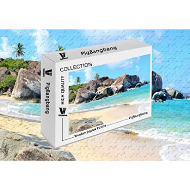 Imagem de PigBangbang,Photomosaic Basswood in a Gift Box - The Bath British Virgin Islands - 500 Piece Jigsaw Puzzle (20.6 X 15.1 '')