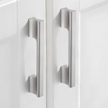 Imagem de Dazzleeta Pacote com 10 puxadores de armário de níquel escovado puxadores de armário de cozinha prata de 12,7 cm para armário porta cômoda gaveta armário de banheiro