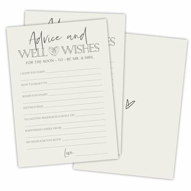 Imagem de 30 cartas de conselhos e desejos de felicidades para festa de casamento, chá de panela minimalista, Sr. e Sra, recém-casados, lembrancinhas e suprimentos de festa de noivado (marfim) -B01