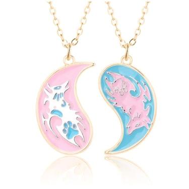 Imagem de Colar Yin Yang Amizade Casal Yin e Yang Tai Chi Colar Animal Lobo Colar para Mulheres Homens Joias Presente, Metal, Sem Pedra Preciosa