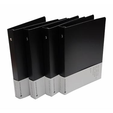 Imagem de Fichário de plástico redondo de PVC para fichário protetor de fichário de folhas soltas caderno recarregável (A5, preto pacote com 4)
