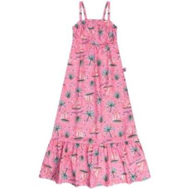 Imagem de Vestido Infantil Menina Verão Maquinetado Poa Longo Tam 4 a 14 - Angerô-Masculino