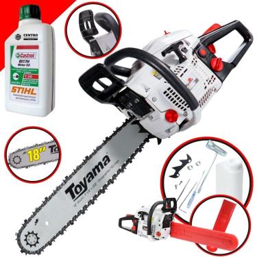 Imagem de Motosserra Motorserra Profissional Toyama TCS58H Á Gasolina 2T 55cc 3,2HP de Potência Robusta e de Alta Performance + ÓLEO STIHL 2T