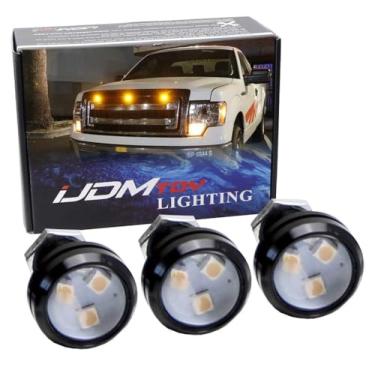 Imagem de iJDMTOY Conjunto de 3 peças Kit de iluminação LED de montagem em malha frontal amarelo âmbar com retrofit personalizado compatível com caminhões SUVs