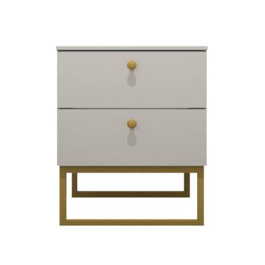 Imagem de Mesa de Cabeceira Industrial MDF com Pés Metalon Dourado PlanCasa