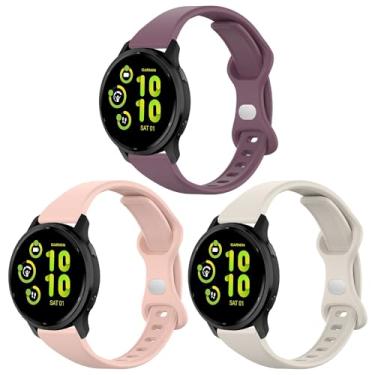Imagem de Lzwldan Pacote com 3 pulseiras de relógio finas compatíveis com Garmin Vivoactive 6/5/3/Venu/Venu Sq/Venu 2 Plus, pulseira de silicone macio de 20 mm para smartwatch Garmin Forerunner 55/165/645/245