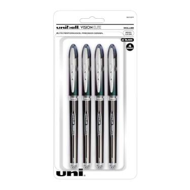 Imagem de uniball Vision Elite Rollerball Pens, Micro Point (0.5mm), Black, 4 Pack