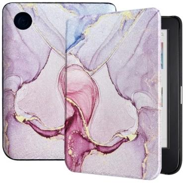 Imagem de Caweet Capa para Kobo Clara Color/Kobo Clara BW 15 cm versão 2024, capa de couro PU ultraleve com despertar/hibernar automaticamente, mármore sonhador