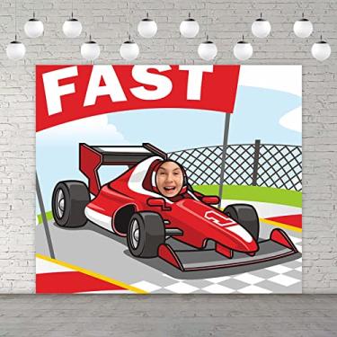 Imagem de Fast RaceCar F1 Banner pano de fundo faz de conta festa jogo corrida carro verificar bandeira tema esportivo decoração para meninos 1º aniversário festa chá de bebê fãs de corrida decorações cabine de