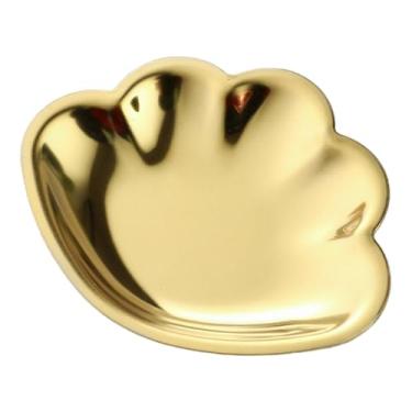 Imagem de Tachiuwa Bandeja de armazenamento de cosméticos bandeja de metal bonito organizador placa chave tigela escudo berloque prato para presentes de aniversário, Dourado