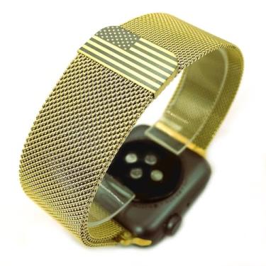 Imagem de ARMER STRAPS Pulseira de relógio com bandeira dos EUA – Pulseiras magnéticas de malha compatíveis com Apple Series 9, Ultra 2, SE, Ultra 8, 7, 6, 5, 4, 3, 2, 1, 49 mm, 45 mm, 44 mm, 42 mm, 41 mm, 40