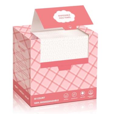 Imagem de ICOTLE Toalhas de rosto descartáveis 25 x 30 cm, sem fiapos, removedor de maquiagem, lenços secos biodegradáveis para pele sensível, remoção de maquiagem, limpeza, enfermagem, viagens (50 unidades)