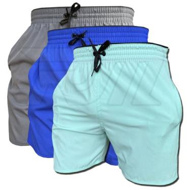 Imagem de Kit 3 Short De Elastano Dry Fit Bermuda De Praia Piscina E Academia -