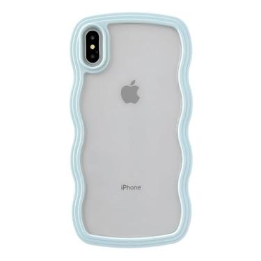 Imagem de Caseative Capa para iPhone Xs Max, linda moldura ondulada encaracolada à prova de choque macia compatível com capa para iPhone (verde, iPhone Xs Max)