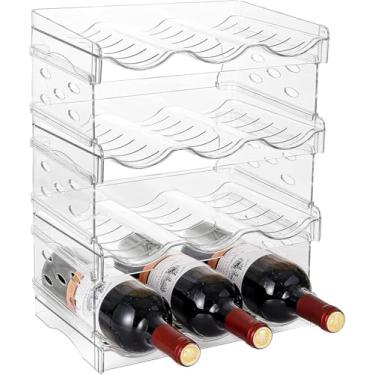 Imagem de Organizador de garrafa de água empilhável Rack de armazenamento de garrafa de água Rack de vinho de plástico transparente Suporte de garrafa de água Suporte de garrafa de vinho Organizador d