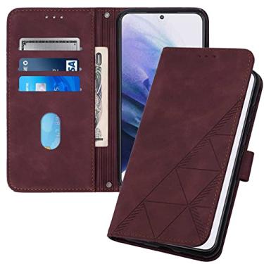 Imagem de GYHOYA Capa carteira para Motorola Moto G84 5G, capa para celular Moto G84 5G com suporte para cartão, fecho magnético, capa de couro durável à prova de choque para Moto G84 5G vermelho YBS