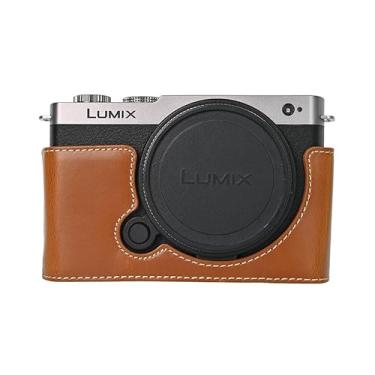 Imagem de Rieibi Capa para câmera, meia capa de couro PU para Panasonic Lumix DC-S9, capa protetora para Lumix S9, com versão de abertura inferior e design de mão, Marrom, Capas para câmera