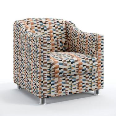 Imagem de Poltrona Decorativa Para Sala de Estar Alya Sued Estampado Laranja Ara
