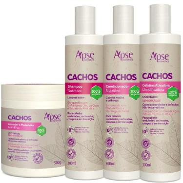 Imagem de Apse Cachos Shampoo e Condicionador e Ativador e Gelatina - 4 Itens - 
