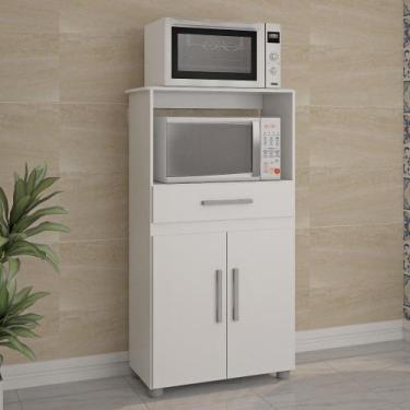 Imagem de Armário Multiuso 2 Portas 1 Gaveta Havana - Atualle, Branco Brilho