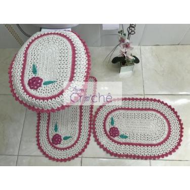 Imagem de Jogo de Banheiro Crochê com Aplicação - Myrna Crochê, Pink