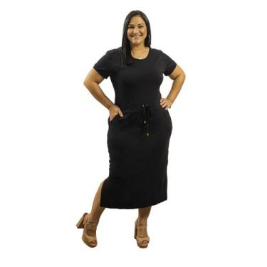 Imagem de Vestido Midi Casual Moda Feminina Com Fenda Lateral Bolsos  - 40 Graus