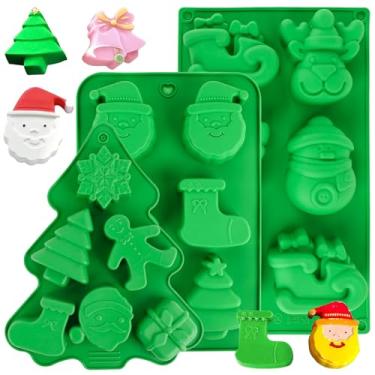 Imagem de 3 peças LEBERY Moldes de silicone de Natal, árvore de Natal, Papai Noel, homem de gengibre, boneco de neve, molde de doces de silicone, molde de cozimento de Natal, chocolate, doces, bolo, cupcake,