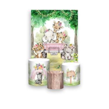 Imagem de Painel De Festa Vertical 1,50 x 2,20 + Trio De Capas Cilindro - Passei