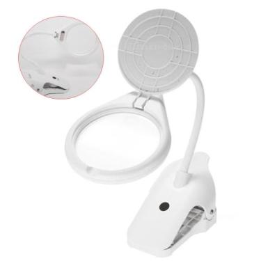 Imagem de Lupa De Mesa Ampliação 2,3x Foco 250mm 8led Leitura Escritório Com Cli