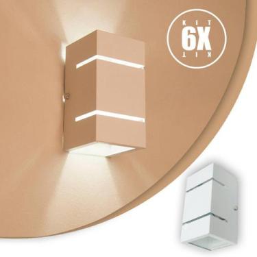 Imagem de Arandela 2 Focos Com Frisos E Fachos Branca Externa Parede Muro Kit 06